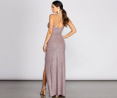 Formelles Glitzerkleid „Leann“ mit hohem Schlitz